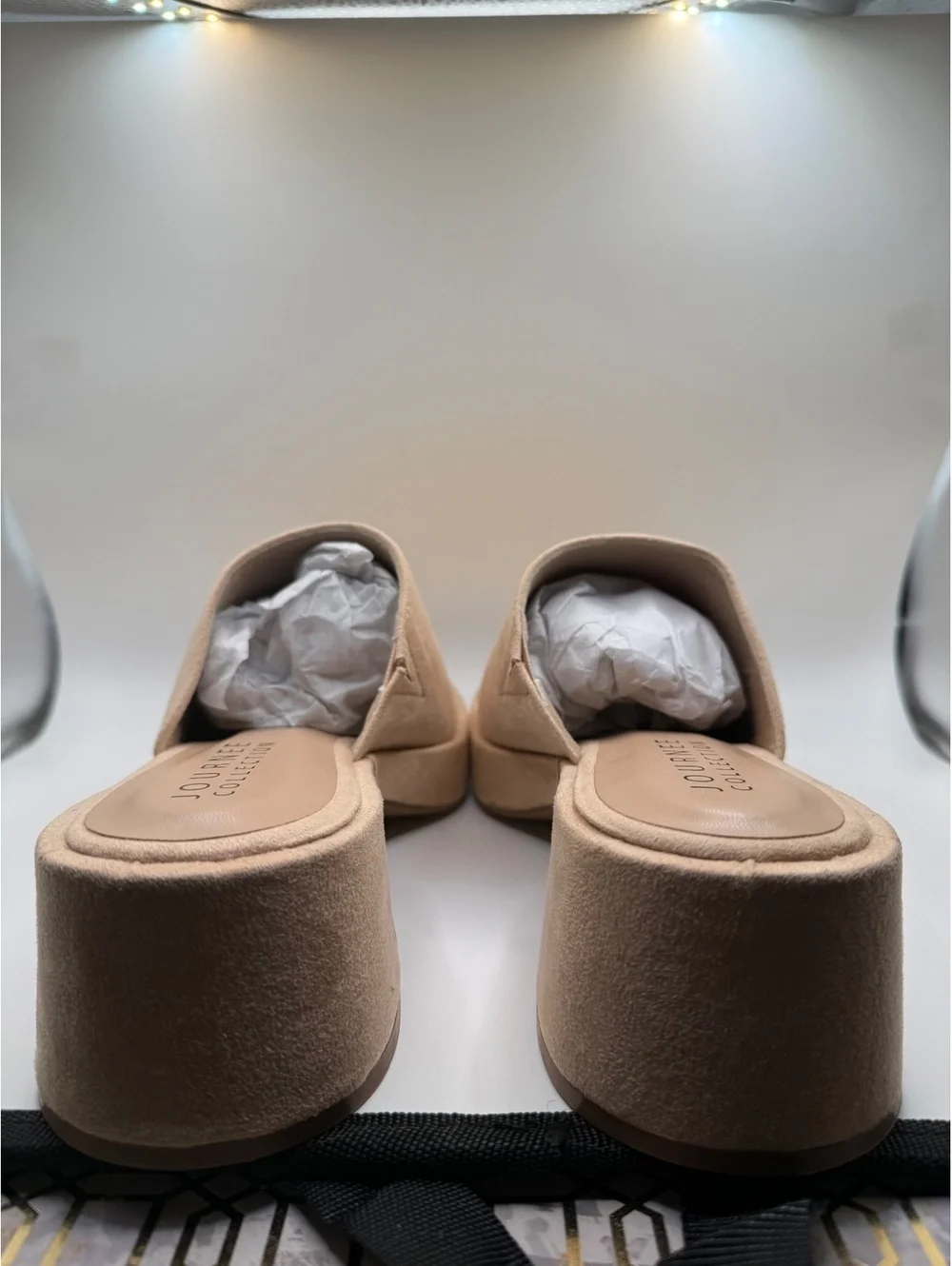 Journee Collection Women’s 8.5 Bessa Slip on Playform Sandal in Nude